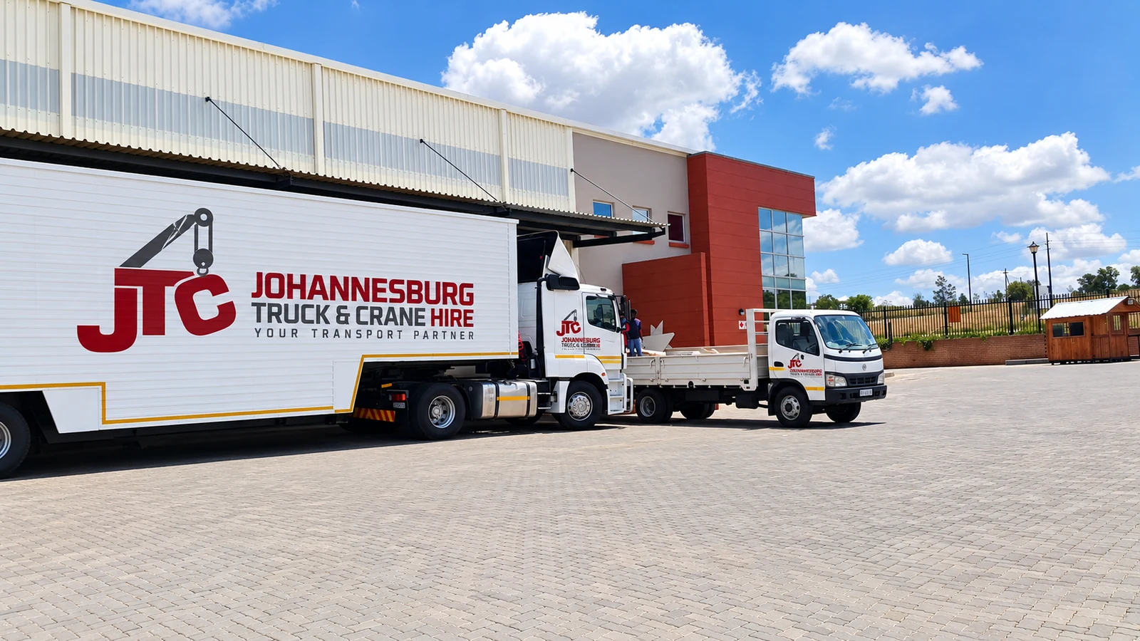 Enhanced JTC closed truck at a warehouse loading area