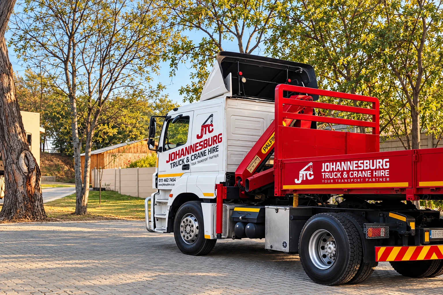 Enhanced JTC branded horse and red crane viewed from the side