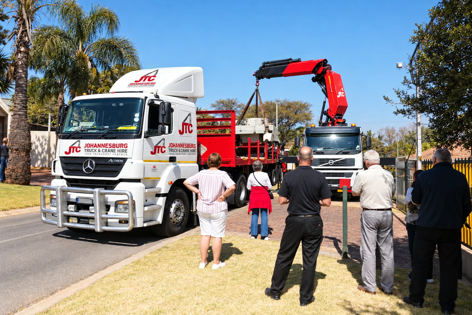 Enhanced JTC crane truck and crew during site handling
