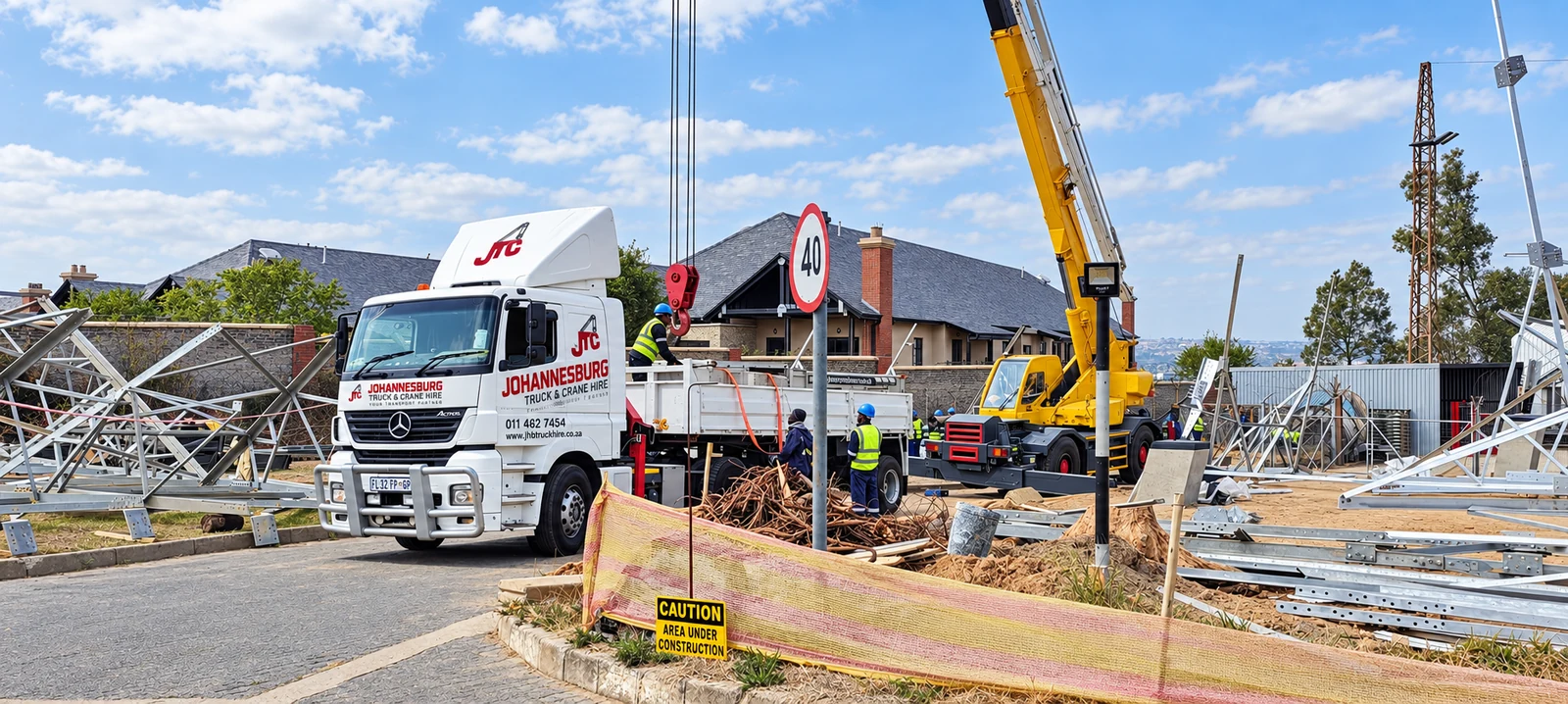 Enhanced JTC truck and mobile crane handling steel structures